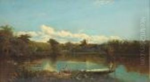 An Extensive Landscape With A Punt In The Foreground