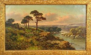 Paesaggio Fluviale Al Tramonto