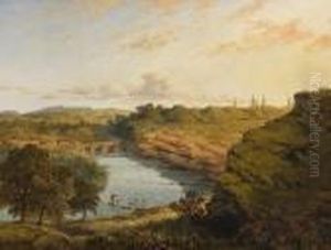 Fisherman On The River In An Extensive Landscape