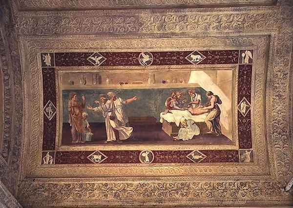 Scene of a doctor attending a sick man, ceiling painting from the Giardino Segreto - view 1