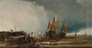 Fishing Vessels At Low Tide by Edmund John Niemann