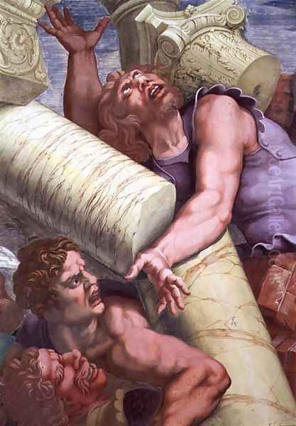 Sala dei Giganti, detail of the destruction of the giants by Jupiters thunderbolts, 1536 6 - view 1