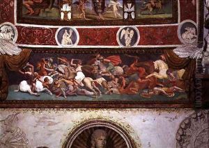 Camera delle Aquile, detail of the frieze depicting the battle between the Greeks and the Amazons, 1528