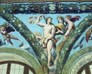 The Three Graces, from the Loggia of Cupid and Psyche, 1510-17 by Giulio Romano (Orbetto)