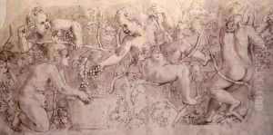 Putti Harvesting Grapes by Giulio Romano (Orbetto)