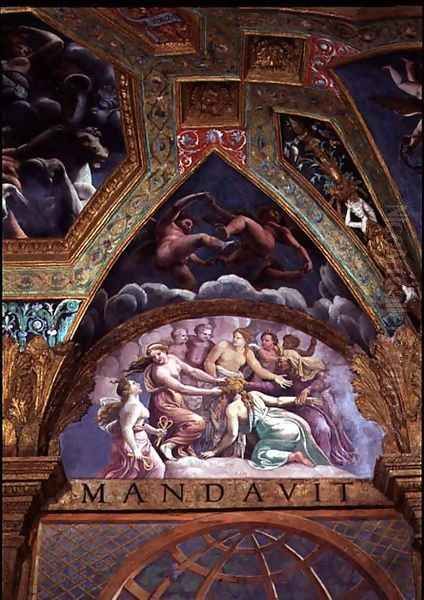Psyche, undergoing one of the ordeals set her by Venus, lunette from the Sala di Amore e Psiche, 1528 - view 1