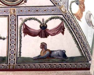 The Camera con Fregio di Amorini Chamber of the Cupid Frieze detail of a sphinx, 1520s by Giulio Romano (Orbetto)