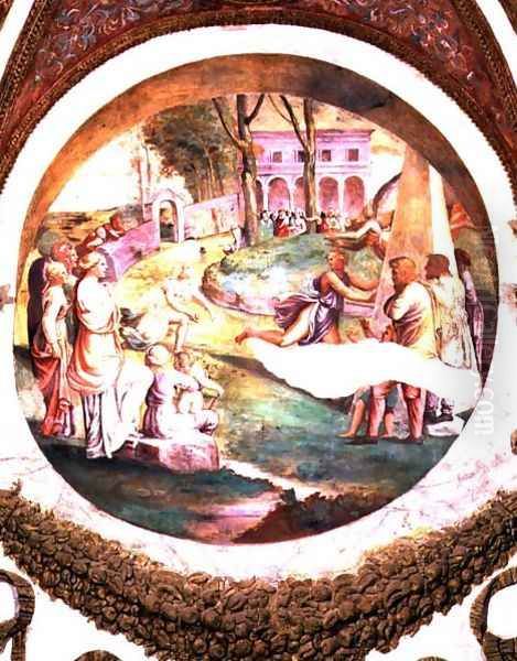 Scene showing that those born under the sign of Gemini in conjuction with the constellation of the Hare are imparted with an aptitude for running fast, symbolised by the race between Hippomenes and Atalanta, from the Camera dei Venti, 1528 - view 1
