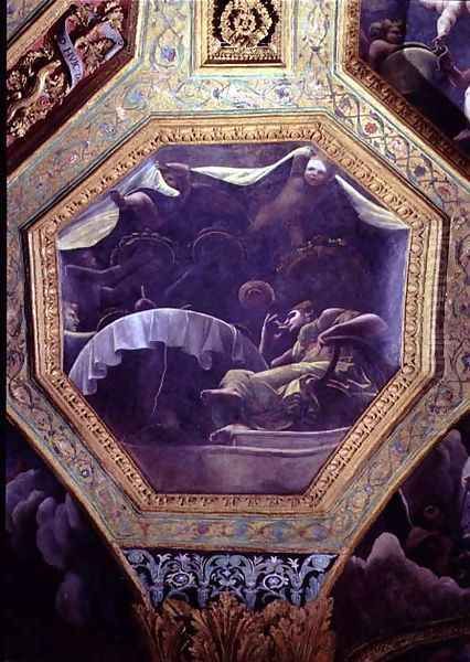 Psyche eating in the house of Cupid, ceiling caisson from the Sala di Amore e Psyche, 1528 - view 1