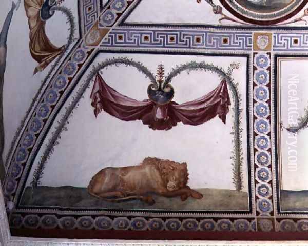 The Camera con fregio di Amorini Chamber of the Cupid Frieze detail of a sleeping lion, 1520s - view 1