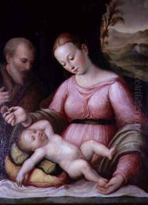 The Holy Family in a Mountainous Landscape by Giulio Romano (Orbetto)