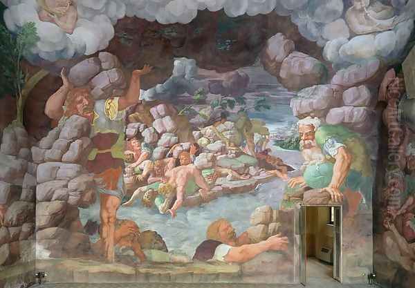 Sala dei Giganti, detail of the destruction of the giants by Jupiters thunderbolts, 1536 3 - view 1