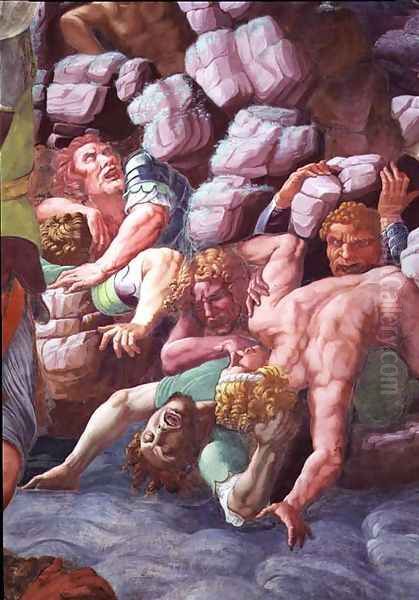 Sala dei Giganti, detail of the destruction of the giants by Jupiters thunderbolts, 1536 4 - view 1