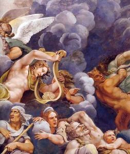 Vault The Assembly of Gods around Jupiter's Throne (detail) by Giulio Romano (Orbetto)