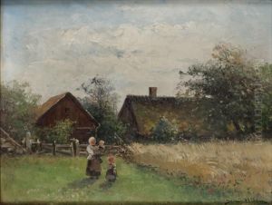 Sommarlandskap Med Figurer by Severin Nilson