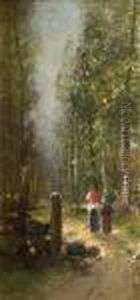 Promenerande Damer Med Parasoll by Severin Nilson
