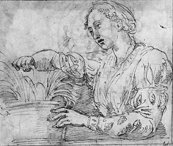A woman watering a plant - view 1