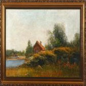 A Summer Landscape With A House Near A Lake A Summer Landscape With A House Near A Lake