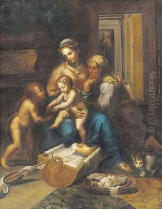 The Holy Family with the Infant Saint John the Baptist and Saint Elizabeth by Giulio Romano (Orbetto)