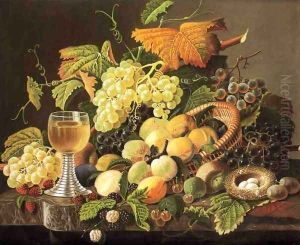 Still Life with Fruit, Bird's Nest and Wine Glass