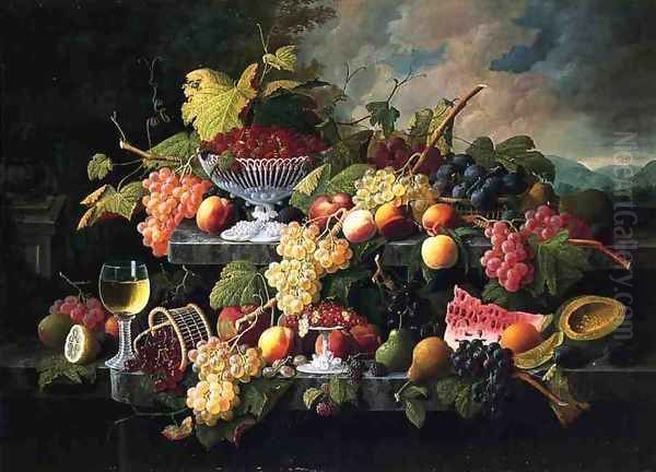 Fruit Still Life with Wine Glass in a Landscape - view 1