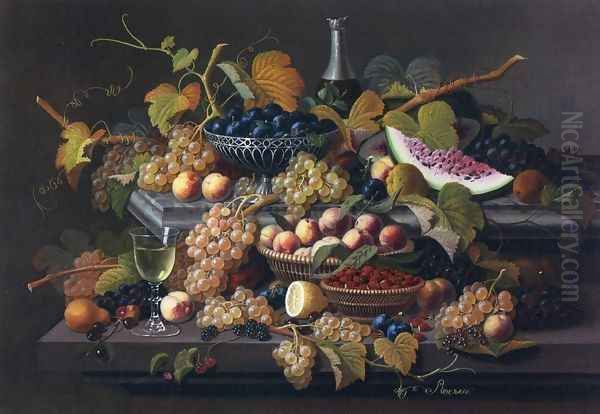 Elaborate Still Life with Silver Basket of Plums - view 1