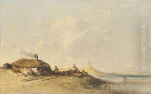 Pecheurs Sur La Plage by Jules Achille-Noel