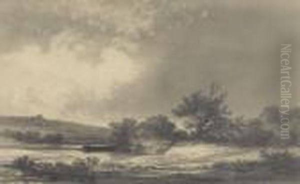 Flusslandschaft Mit Kahn - view 1