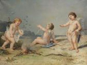 Amours Allumant Le Feu De La Passion by Jules Achille-Noel
