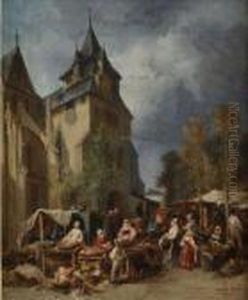 Scene De Marche En Bretagne by Jules Achille-Noel
