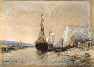 Voiliers Dans La Passe Du Treport by Jules Achille-Noel