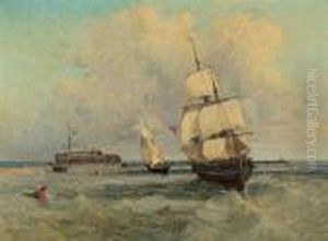 Calais, Voilier Anglais Devant L'embarcadere by Jules Achille-Noel