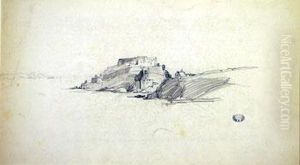 Fort En Rade De Brest by Jules Achille-Noel