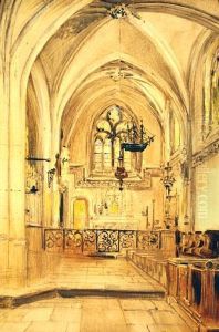 Interieur D'eglise En Bretagne by Jules Achille-Noel