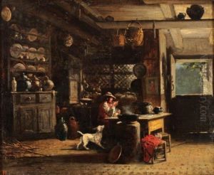 Interieur Breton Pres De Quimper by Jules Achille-Noel
