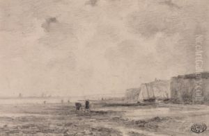 Pecheurs Sur La Plage, Environs De Fecamp by Jules Achille-Noel