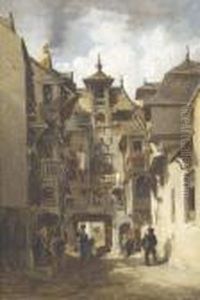 Nordfranzosische Altstadtpartie by Jules Achille-Noel