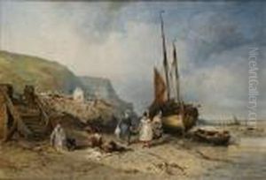 Le Dechargement Du Poisson Au Treport by Jules Achille-Noel