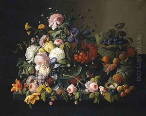 Still Life Flowers and Fruit 1850