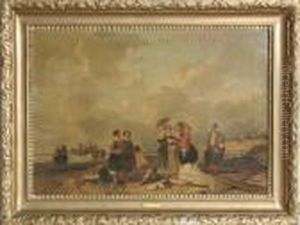 Untitled - Beach Scene by Jules Achille-Noel