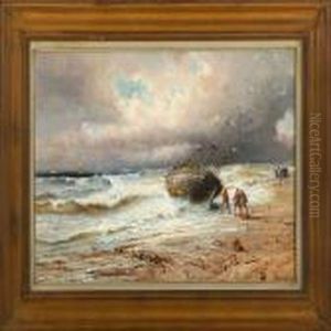 A Shipwreck By Thestormy Sea by Jules Achille-Noel