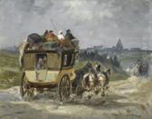 Kutschenfahrt Auf Einer Landstrasse. by Jules Achille-Noel