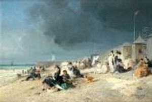 La Plage Du Treport by Jules Achille-Noel