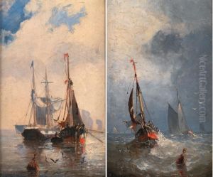 Bateaux En Mer by Jules Achille-Noel
