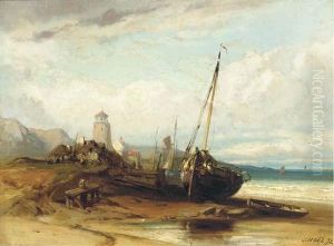 At Anchor In An Offshore Swell; And On The Beach At Low Tide
