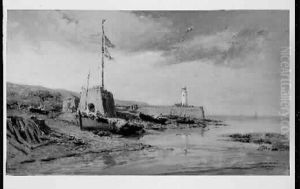Noel Bateaux De Peche Sur La Greve by Jules Achille-Noel