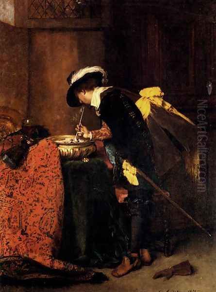 A Cavalier Lighting A Pipe - view 1