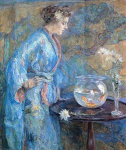 Girl in Blue Kimono by Robert Reid
