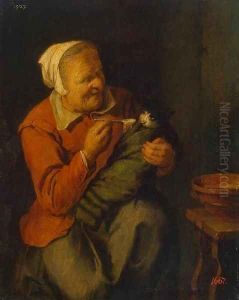 Peasant Woman with a Cat
