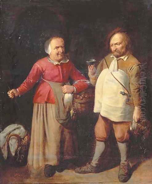 A peasant couple in a kitchen interior - view 1